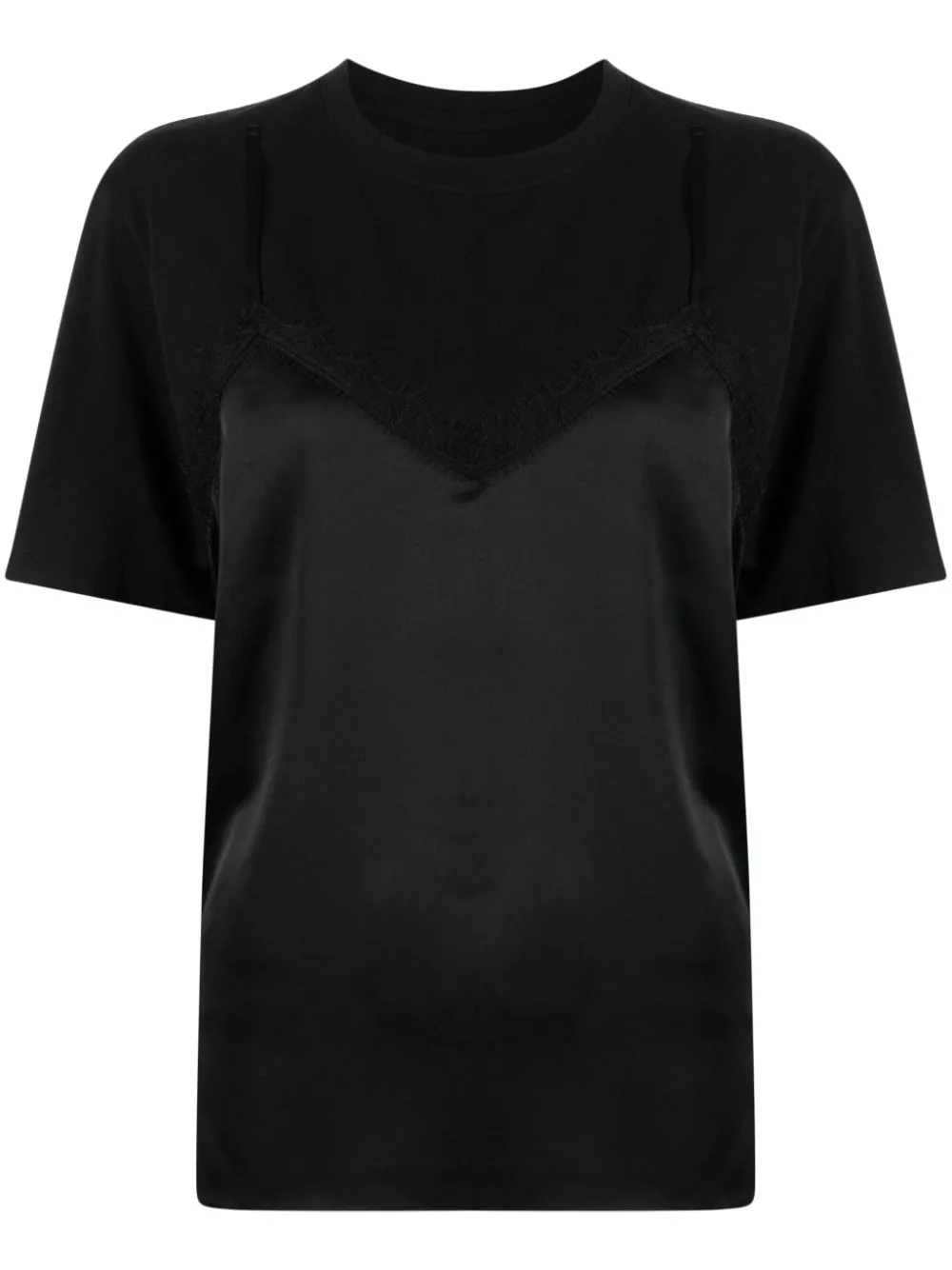 JNBY satin-panel layered T-shirt Women 0115